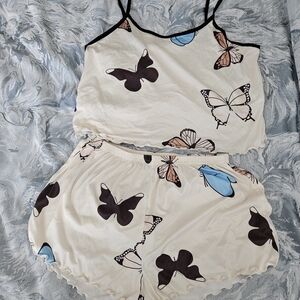 Butterfly Print Women's Sleepwear Set - XL (Never Worn)
